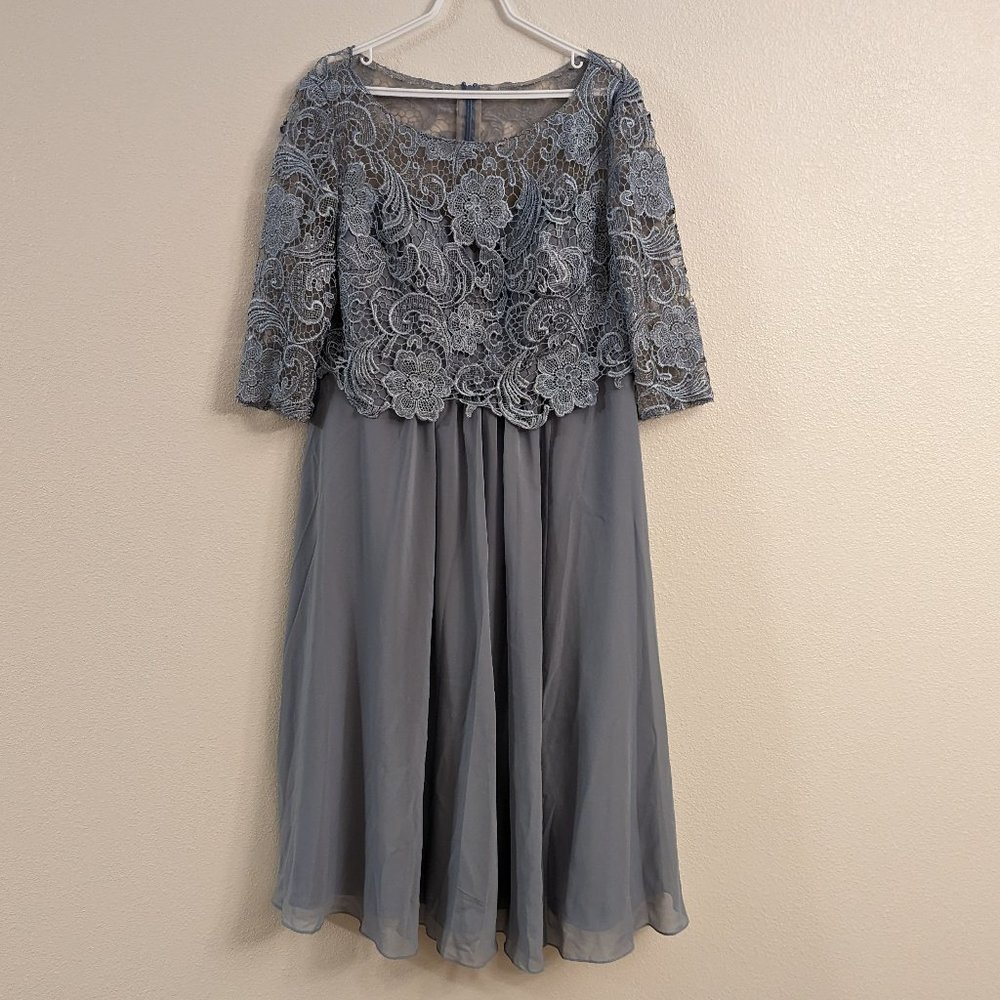 JJ's House Midi Length Dusty Blue Evening Gown Sz 16